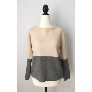 Babaton Cream/Grey Wool Cashmere Crew Neck Sweater